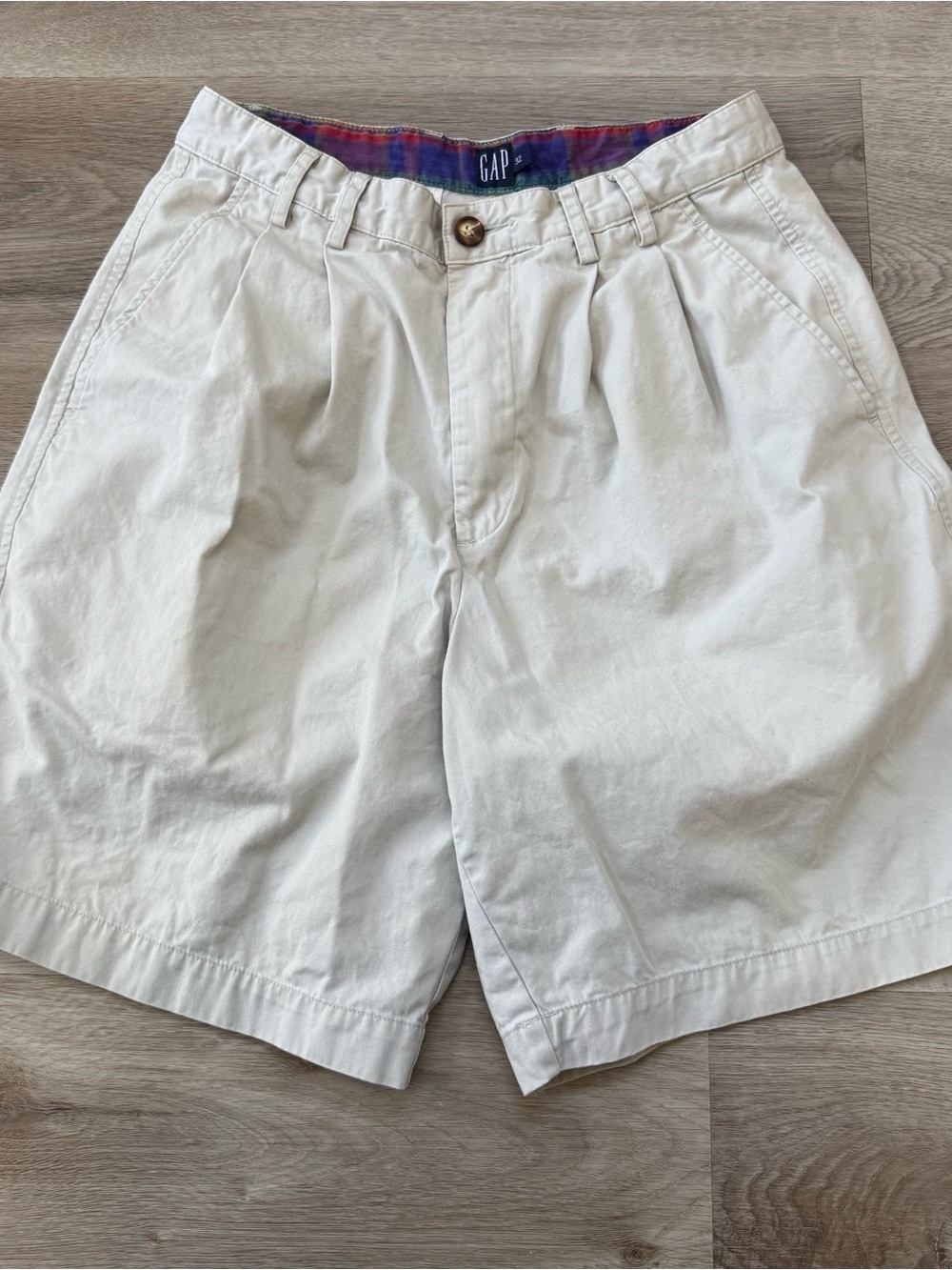 Vintage 80s 90s GAP Double Pleated High Waisted Ecru Shorts Men ACTUAL SIZE 30